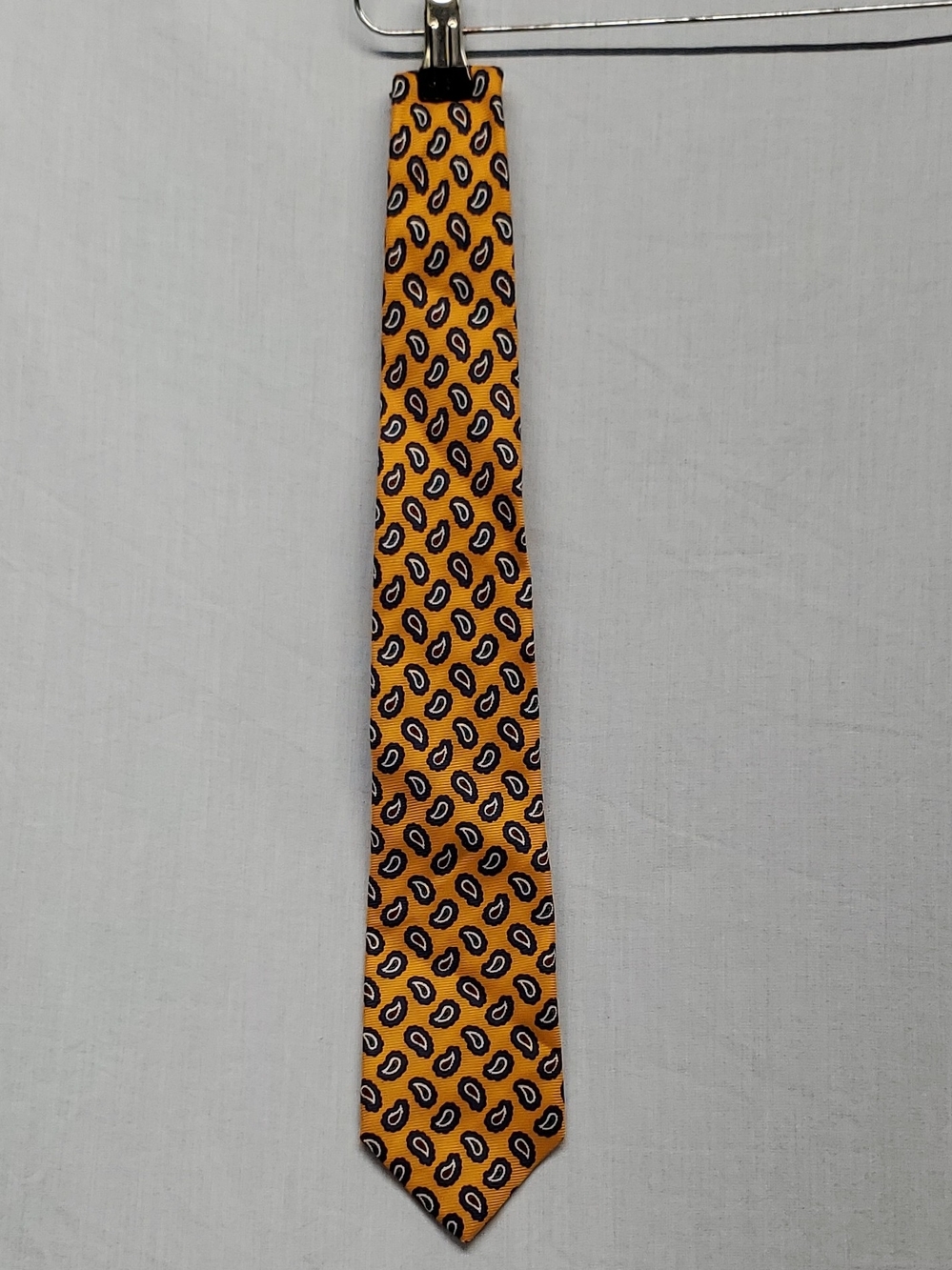 Brooks Brothers Men's Paisley Silk Tie in Mustard Yellow and Black